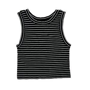 Free People Black/White Striped Fitted Tank Top